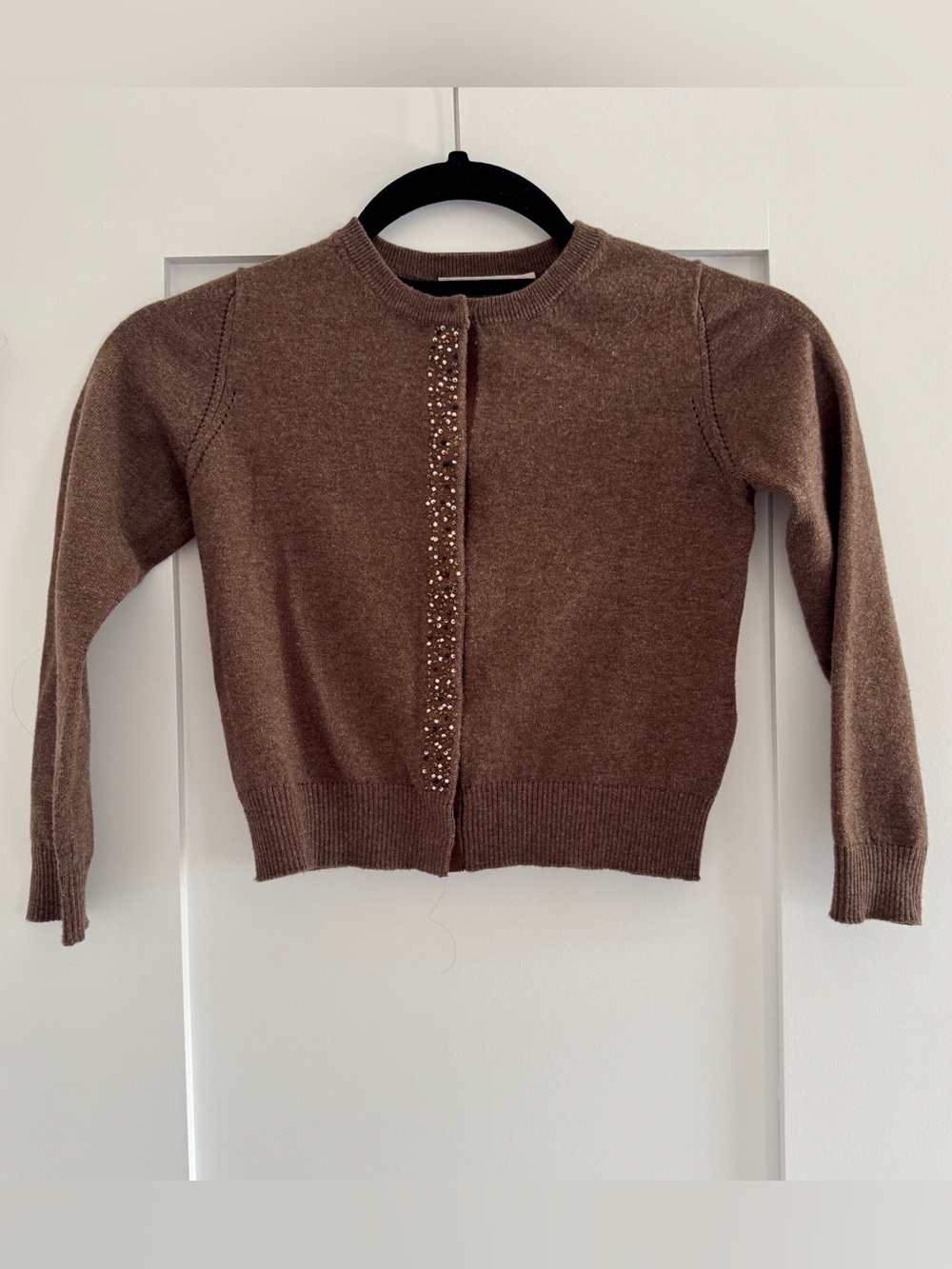 Bonpoint Tessane Beaded Wool Blend Snap Cardigan Sweater Girls Size 6